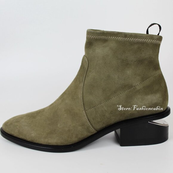 NEW RARE ALEXANDER WANG Kori Suede Bootie – Cutout Heel Ankle Boot - Picture 6 of 10